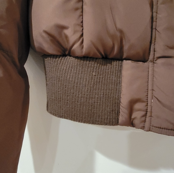 Y2K Static Puffer Crop Brown Wonter Jacket Coat Size L - Picture 11 of 13